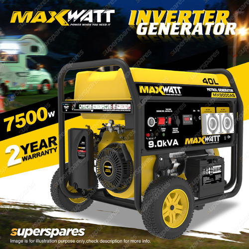 Maxwatt 9kVA 7500W Petrol Generator Electric Start with 2 Wire Auto Start