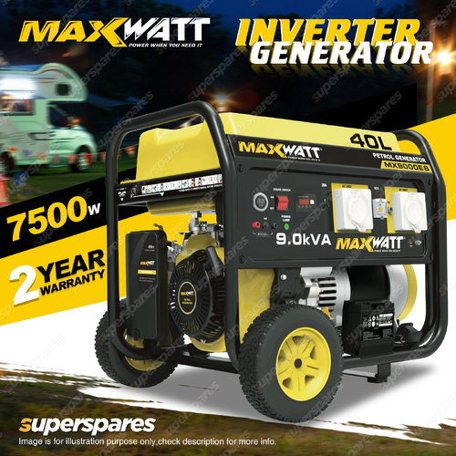 Maxwatt 9kVA 7500W Petrol Generator Electric Start 40L Large Capacity Fuel Tank