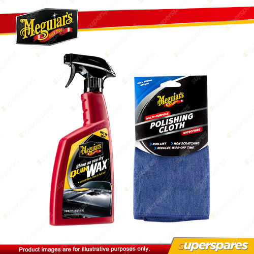 Meguiar's Quik Wax Spray 710ml + Microfibre Multi-Purpose Cloth 40cm x 40cm