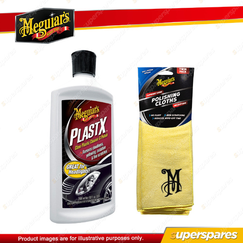 Meguiar's PLASTX Plastic Polish & Restorer 296ml + Microfibre Polishing Cloths