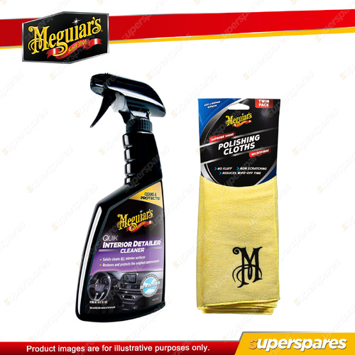 Meguiar's Quik Interior Detailer Spray 473ml + Microfibre Polishing Cloths