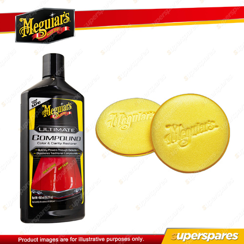 Meguiar's Ultimate Compound 450ml + Reusable Hand Applicator Pads Twin Pack 10cm