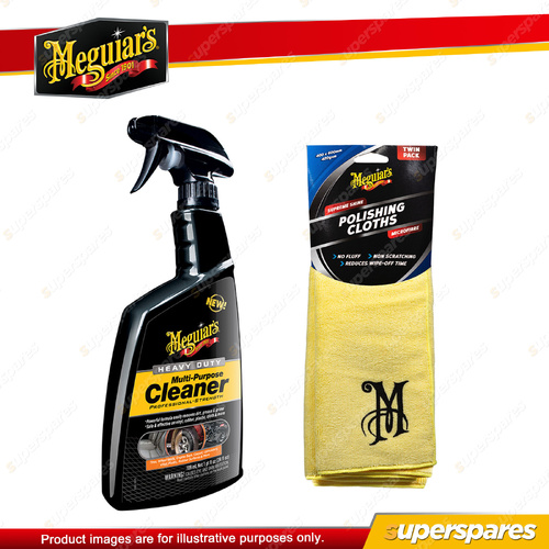 Meguiar's Heavy Duty Multi-Purpose Cleaner 710ml + Microfibre Polishing Cloths