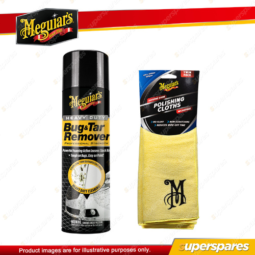 Meguiar's Heavy Duty Bug & Tar Remover 425g + Microfibre Polishing Cloths