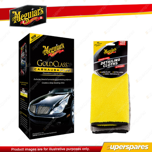 Meguiar's Gold Class Carnauba Plus Liquid Wax 473ml + Microfibre Detailing Cloth