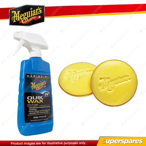 Meguiar's Quik Wax RV/Marine Spray Wax 473ml + Reusable Hand Applicator Pads
