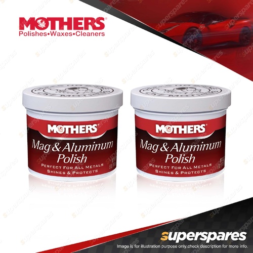 2 x Mothers Mag & Aluminium Polish 140g - Perfect for Metals Shines & Protects