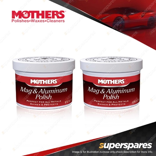 2 x Mothers Mag & Aluminium Polish 283g - Perfect for Metals Shines & Protects