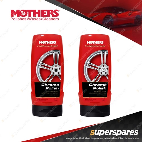 2 x Mothers California Gold Chrome Polish 355mL - 2-in-1 Cleans & Protects