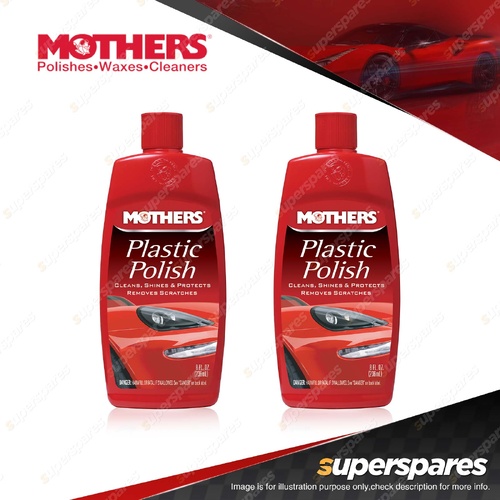 2 x Mothers Plastic Polish 236ml - Clean and Protect with Crystal Clarity