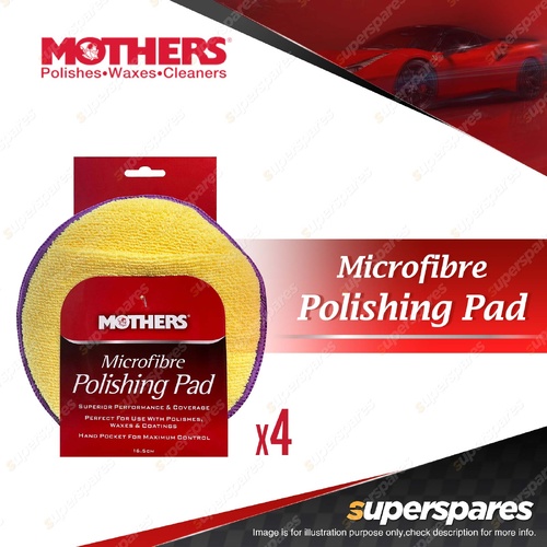 4 x Mothers Microfibre Polishing Pad - for Use With Polishes Waxes Coating