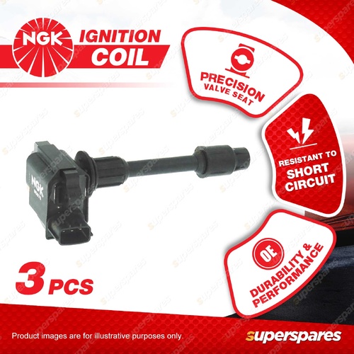 3 x NGK Ignition Coils for Nissan Maxima A32 3.0L V6 DOHC MPFI 24V VG30DE Front