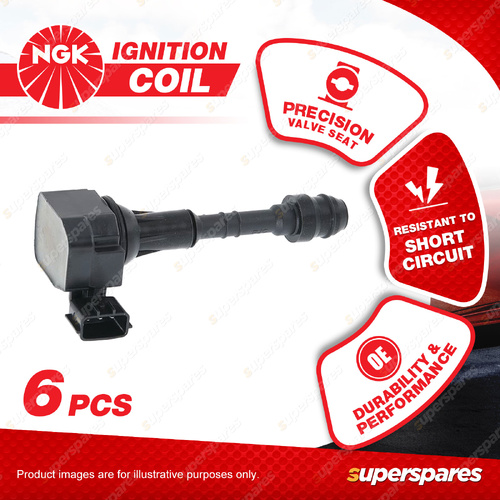 6 x NGK Ignition Coils for Nissan Elgrand E51 Teana J31 2.3L 2.5L 3.5L V6 Cyl