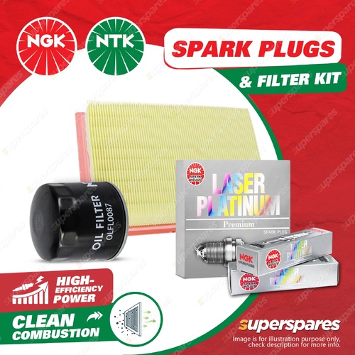 NGK Platinum Spark Plugs & NTK Air Oil Filter for Mazda Tribute 6Z 8Z CU YU
