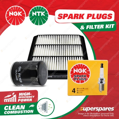 NGK Standard LPG Spark Plugs & NTK Air Oil Filter for Mitsubishi Triton ML MN