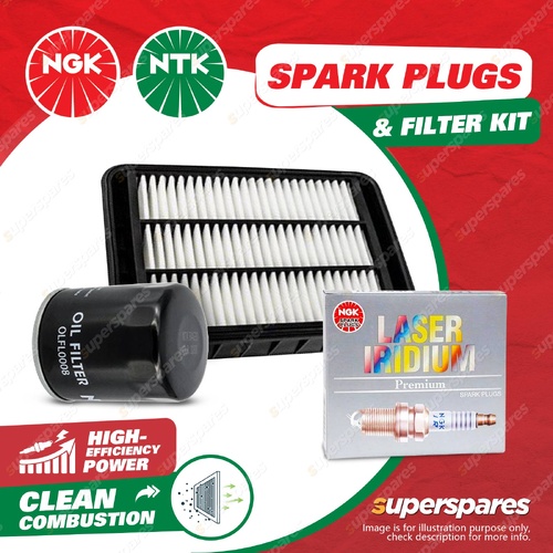 NGK Iridium Spark Plugs & NTK Air Oil Filter for Mitsubishi Lancer Outlander