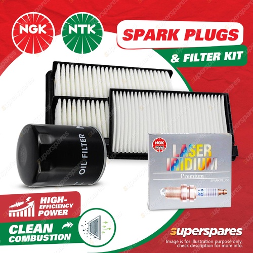 NGK Iridium Spark Plugs & NTK Filter Service Kit for Nissan Juke F15 1.6L