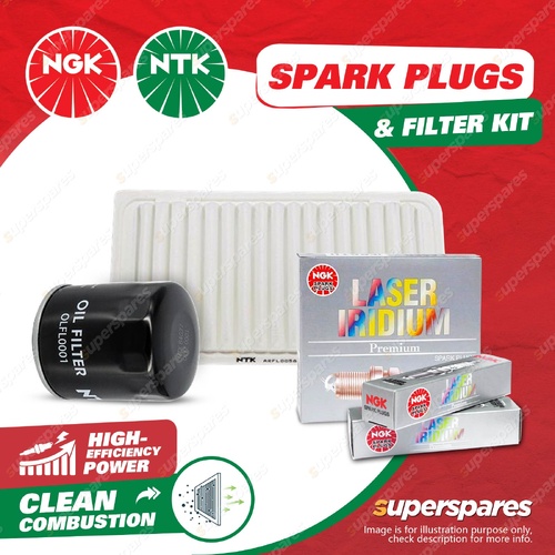 NGK Iridium Spark Plugs & NTK Air Oil Filter for Toyota Kluger MCU28R 3.3L 03-07