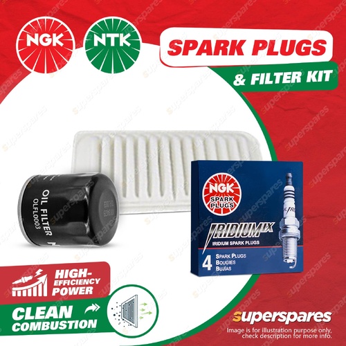 NGK Iridium IX Spark Plugs & NTK Air Oil Filter for Toyota Echo NCP13R 1.5L