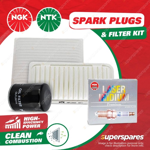 NGK Iridium Spark Plugs & NTK Filter Service Kit for Toyota Avensis ACM20R ACM21