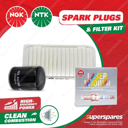 NGK Iridium Spark Plugs & NTK Air Oil Filter for Toyota Avensis Corolla ZZE123R