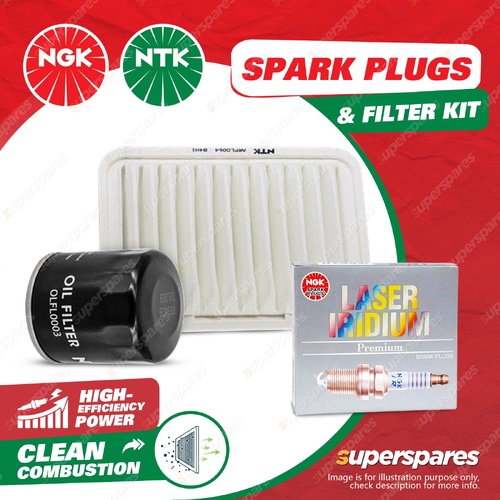 NGK Iridium Spark Plugs & NTK Air Oil Filter for Toyota Yaris NCP130R NCP131R