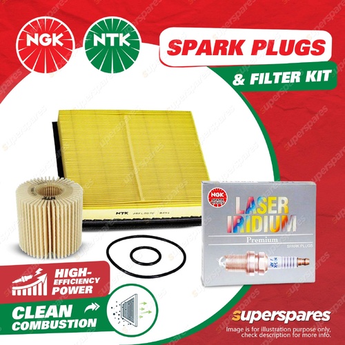 NGK Iridium Spark Plugs & NTK Air Oil Filter for Toyota Camry ASV70R 2.5L 17-On