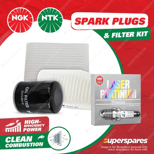 NGK Platinum Spark Plugs & NTK Filter Service Kit for Toyota Tarago ACR30R 2.4L