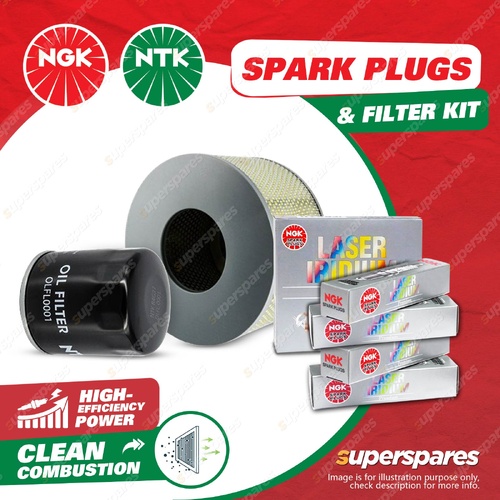 NGK Iridium Spark Plugs & NTK Air Oil Filter for Toyota Landcruiser UZJ100R 4.7L