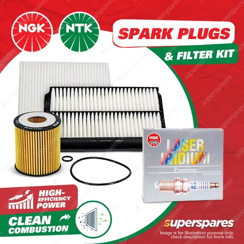 NGK Iridium Spark Plugs & NTK Filter Service Kit for Mazda CX-7 ER 2.3L 06-12