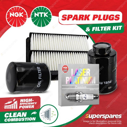 NGK Platinum Spark Plugs & NTK Filter Service Kit for Toyota Tarago TCR10R 2.4L