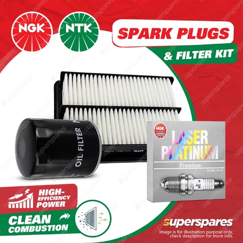 NGK Platinum Spark Plugs LPG+NTK Air Oil Filter for Toyota Tarago TCR10 11 20 21