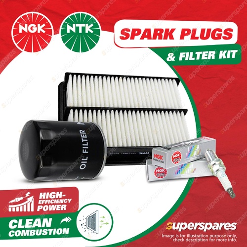 NGK Iridium Spark Plugs & NTK Air Oil Filter for Suzuki Alto GF 1.0L 09-15