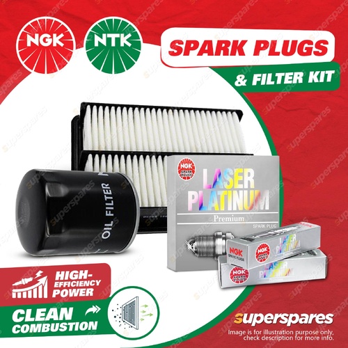 NGK Platinum Spark Plugs & Air Oil Filter for Ford Fairlane Falcon BF Territory