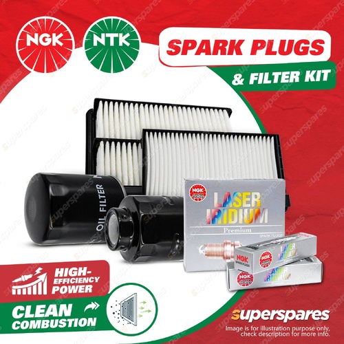 NGK Iridium Spark Plugs & NTK Filter Service Kit for Kia Carnival YP 3.3L 15-18