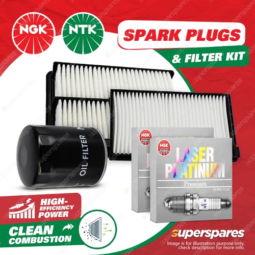 NGK Platinum Spark Plugs & NTK Filter Kit for Toyota Landcruiser UZJ200R 4.7L