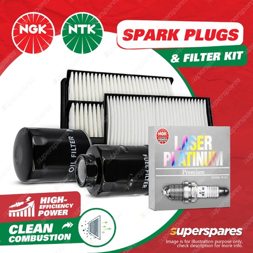 NGK Platinum Spark Plugs & NTK Filter Service Kit for Volkswagen Polo 6C 1.2L