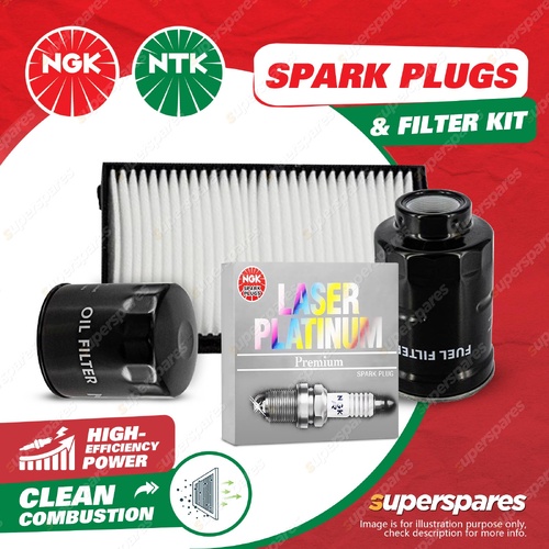 NGK Platinum Spark Plugs & NTK Filter Kit for VW EOS Golf Scirocco Dust Insert