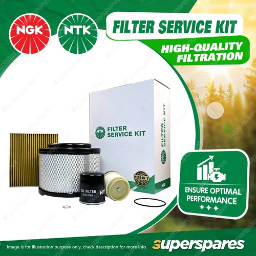 NTK Air Oil Fuel Cabin Filter Service Kit for Toyota Hilux KUN26R 3.0L 2005-2015