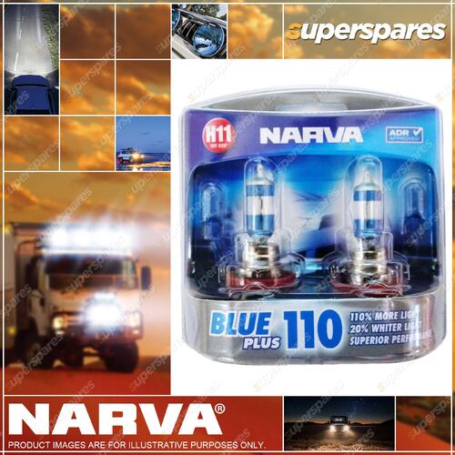 Narva H11 Performance Halogen Headlight Globes 12 Volt 55W Blue Plus 110 Pgj19-2
