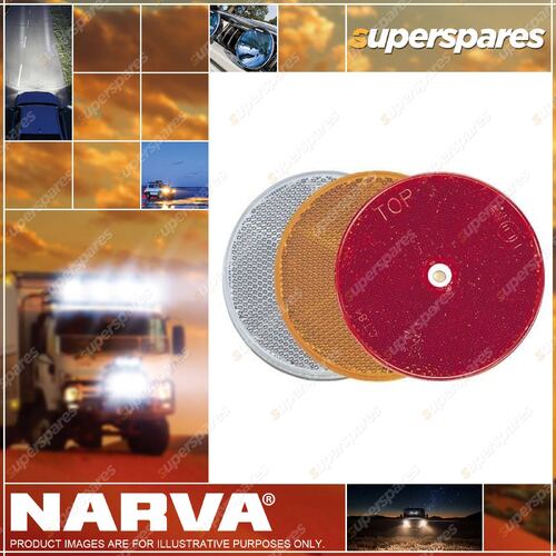 Narva Clear Retro Reflector 80mm Dia W/ Central Fixing Hole 84020BL Pack 2