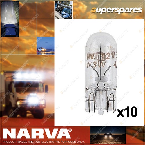 Narva Wedge Globe 12 Volt 3W W2.1 X 9.5D T-10mm 10mm wide x 26mm - Box Of 10