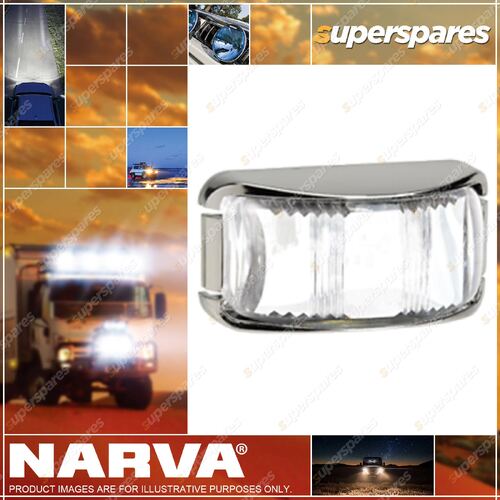 Narva 9-33V LED Front End Outline Marker Lamp White with Chrome Deflector Base