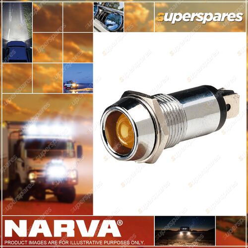 Narva 12 Volt Chrome Pilot Lamp Switch With Amber LED Indicator Signal Light