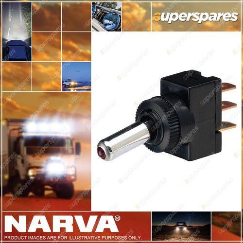 Narva Off / On Toggle Switch With Red LED Push On Terminals 60049BL