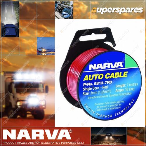 Narva Single Core Black Cable 3mm Length 7 Meters Black 10Amp 5813-7Bk