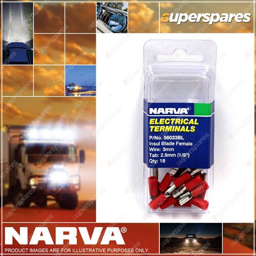 Narva Red Female Insulated Blade Terminals 2.5-3 mm TAB 2.8 Pack Of 18
