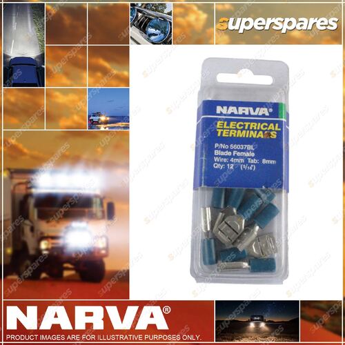 Narva Blue Female Insulated Blade Terminals wiri size 4mm Tab 8.0 Pack Of 14