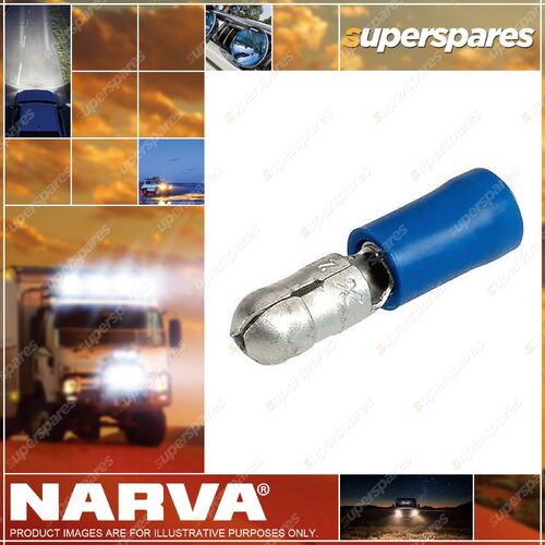 Narva Blue Male Insulated Bullet Terminals Wire Size 4 mm Pack Of 14