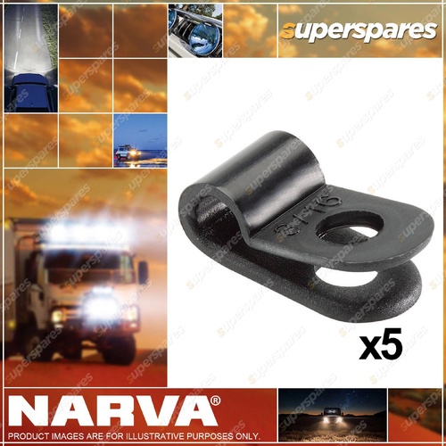Narva Black Plastic Cable Clamps NYLON P-Clips 7.9mm U.V. Resistant - Pack Of 5